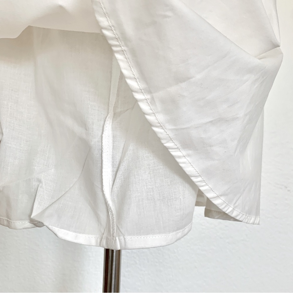 ☁️ White Tie Front Puff Sleeves Cotton Mini Dress - Picture 9 of 16